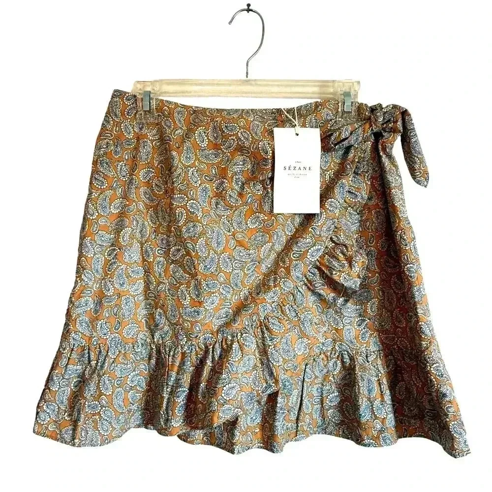 Paisley wrap mini skirt